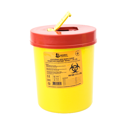 Контейнер для збору голок і медичних відходів "ВОЛЕС", 1.5L (Л).(Л)